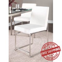 Lumisource DC-HBFUJI SSVW2 High Back Fuji Contemporary Dining Chair in Stainless Steel and White Velvet - Set of 2